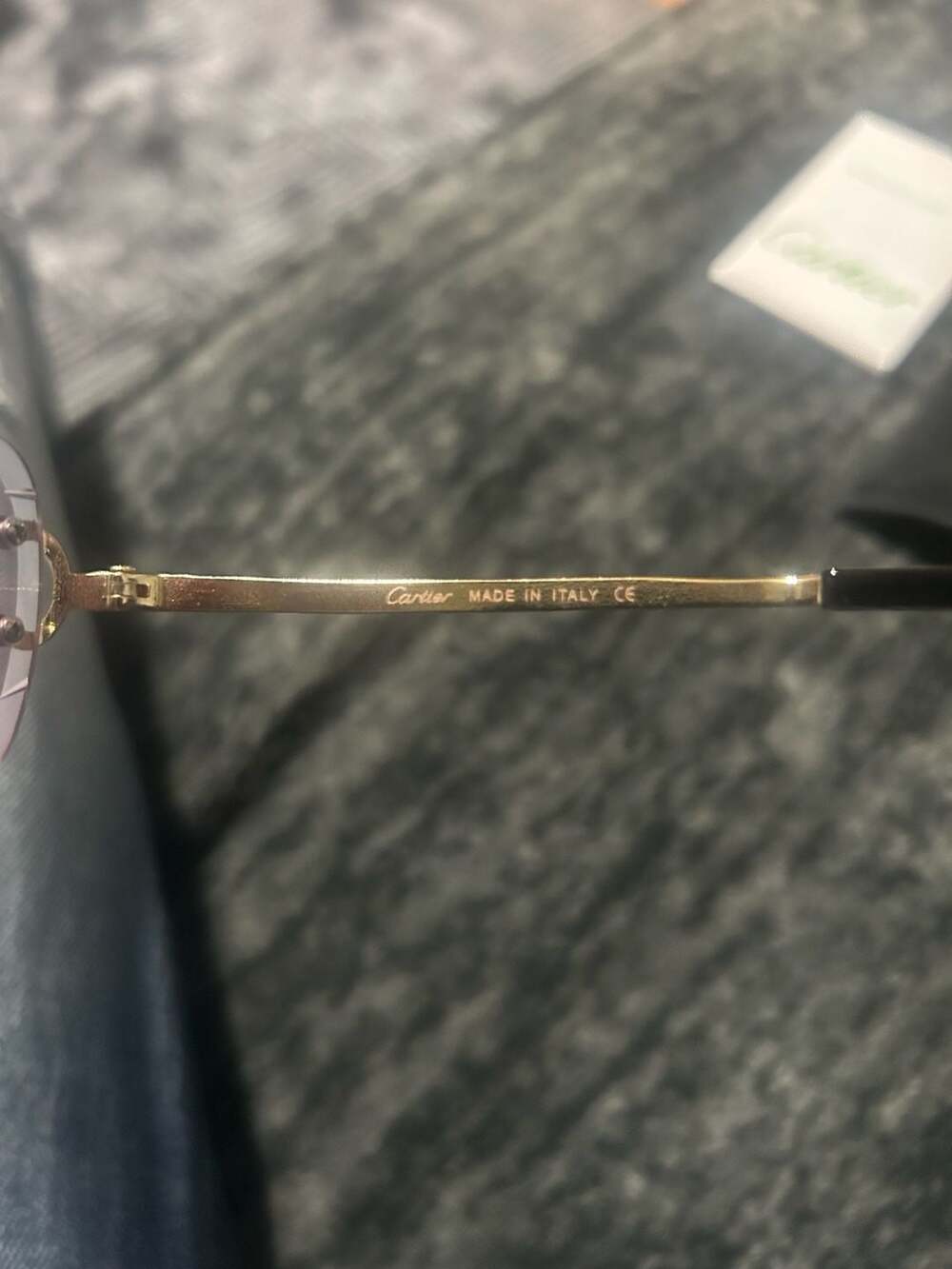 Cartier C Décor Rimless Diamond Cut Sunglasses with Rose Lenses and Gold Frame - Picture 9 of 10